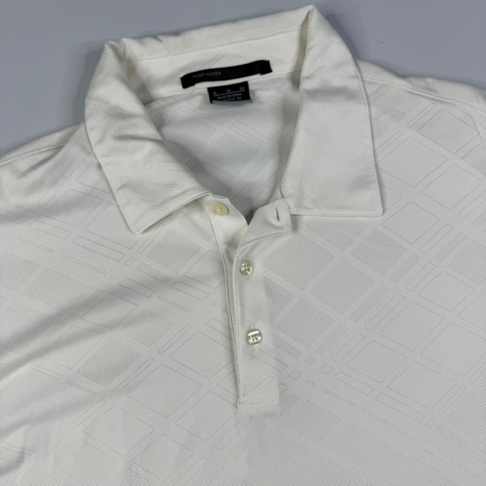 Nike Tiger Woods Collection Dri-FIT Off White Geometric Golf Polo Shirt Mens XL